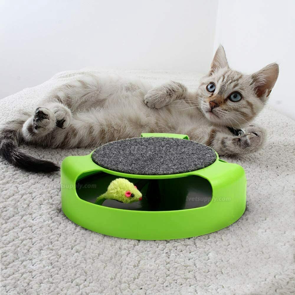 Interactive Cat Toys Mouse Catch Kitten Toy 4x Extra Running Mice Scratching Pad